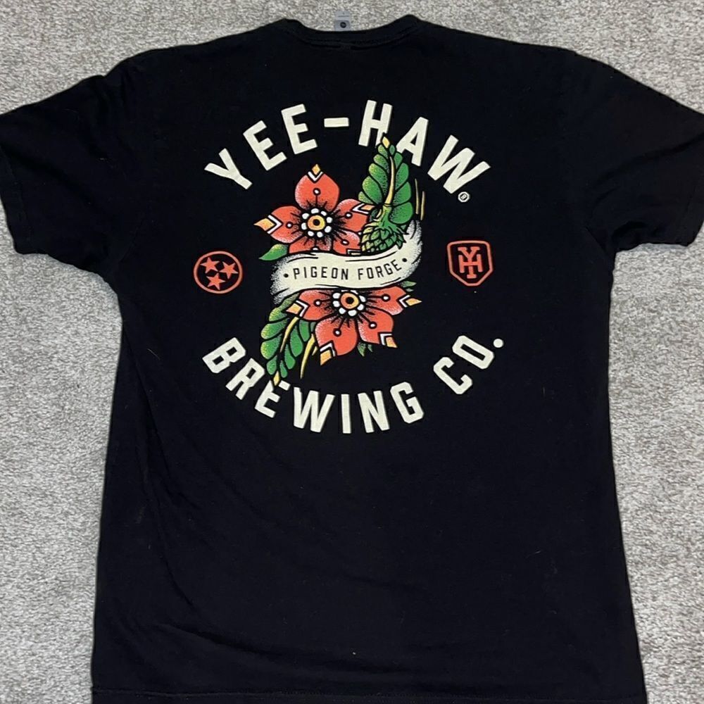 Yee Haw Brewing Company Black tattoo Pigeon Forge Tennessee Nashville T-Shirt L
